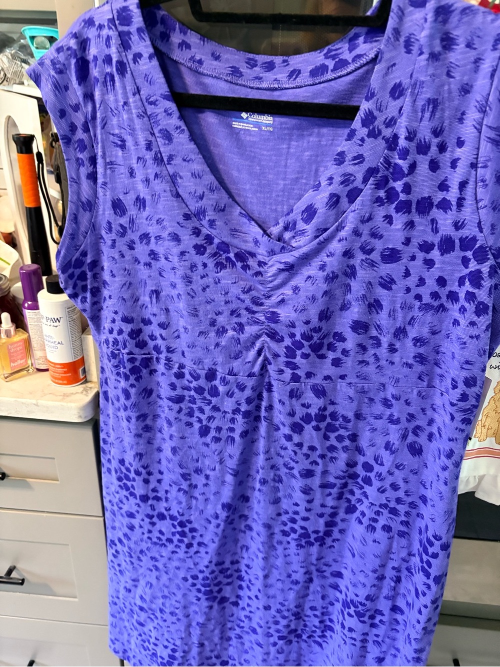 Columbia Purple Printed V-Neck Women's dress